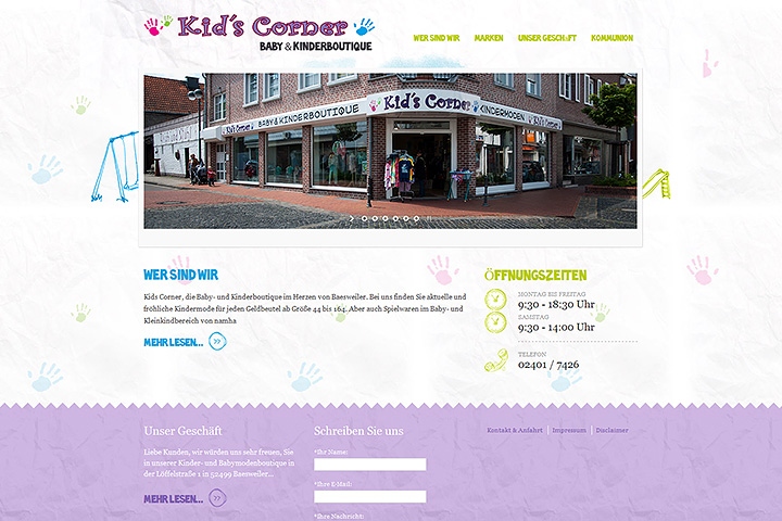 Referenz Webdesign Kid's Corner Baby & Kinderboutique
