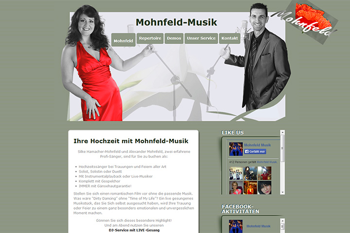 Referenz Webdesign Mohnfeld Musik - Hochzeitssänger